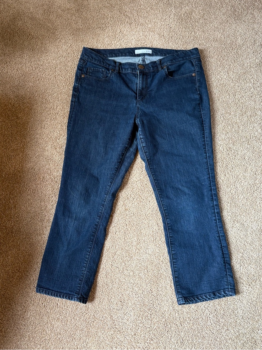 LOFT Dark Wash Denim Modern Kick Crop Capris